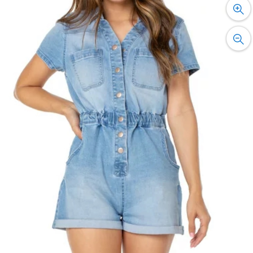 Celebrity Pink Juniors Women Short Denim Romper Size Medium
